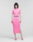 KARL LAGERFELD DRESS KNIT W/LOGO CANDY PINK