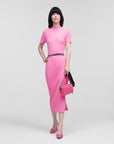 KARL LAGERFELD DRESS KNIT W/LOGO CANDY PINK