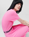 KARL LAGERFELD DRESS KNIT W/LOGO CANDY PINK