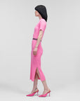 KARL LAGERFELD DRESS KNIT W/LOGO CANDY PINK