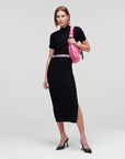 KARL LAGERFELD DRESS KNIT W/LOGO BLACK