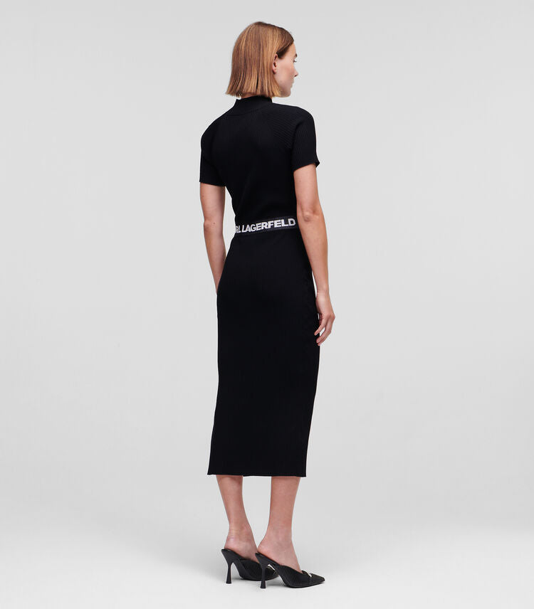 KARL LAGERFELD DRESS KNIT W/LOGO BLACK