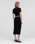 KARL LAGERFELD DRESS KNIT W/LOGO BLACK