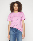 KARL LAGERFELD T-SHIRT FUTURE LOGO AOP PINK PRINT