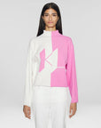 KARL LAGERFELD SLV SWEATER LOGO PUFF WHITE/PINK