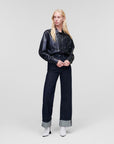 KARL LAGERFELD WIDE LEG DENIM PIN-TUCK BLUE