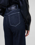 KARL LAGERFELD WIDE LEG DENIM PIN-TUCK BLUE