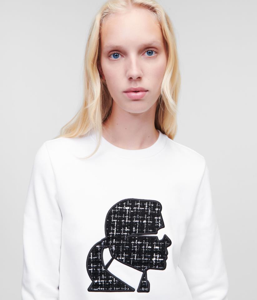 KARL LAGERFELD BOUCLE PROFILE SWEATSHIRT WHITE