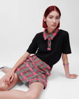 KARL LAGERFELD BOUCLE SKIRT PINK CHECK