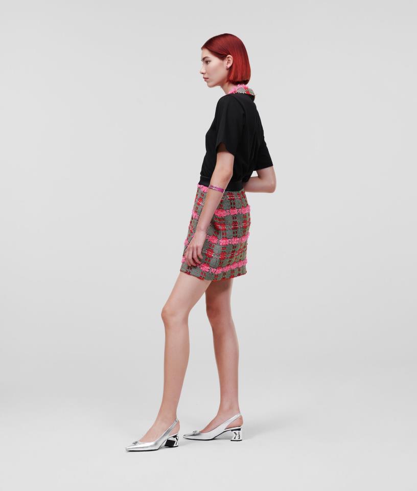 KARL LAGERFELD BOUCLE SKIRT PINK CHECK