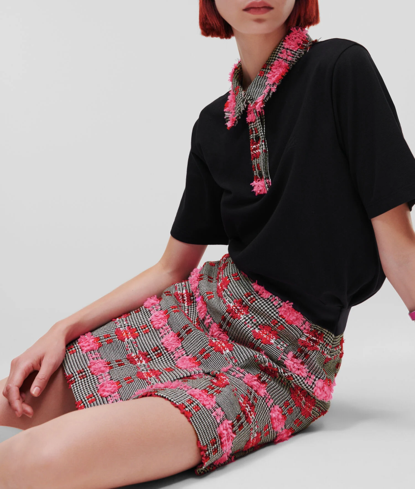 KARL LAGERFELD BOUCLE SKIRT PINK CHECK