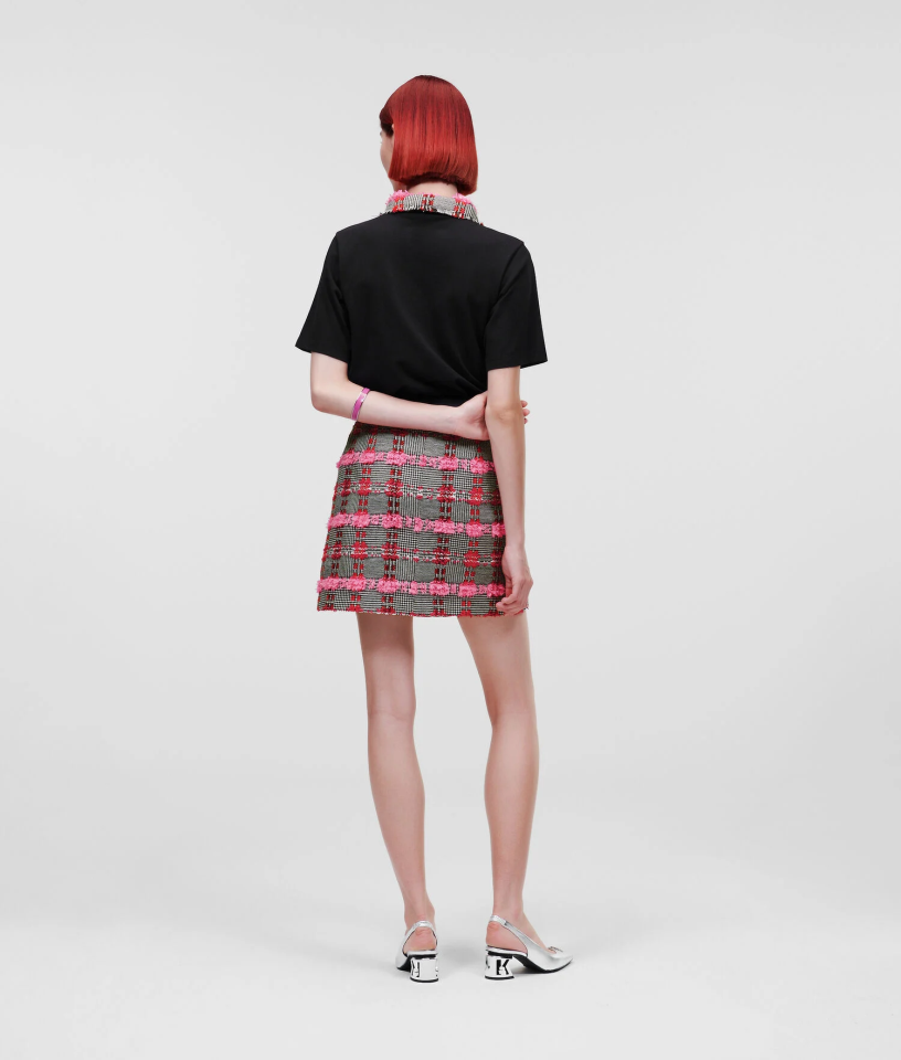 KARL LAGERFELD BOUCLE SKIRT PINK CHECK