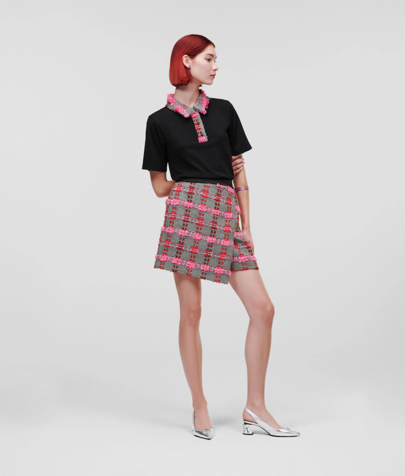 KARL LAGERFELD BOUCLE SKIRT PINK CHECK