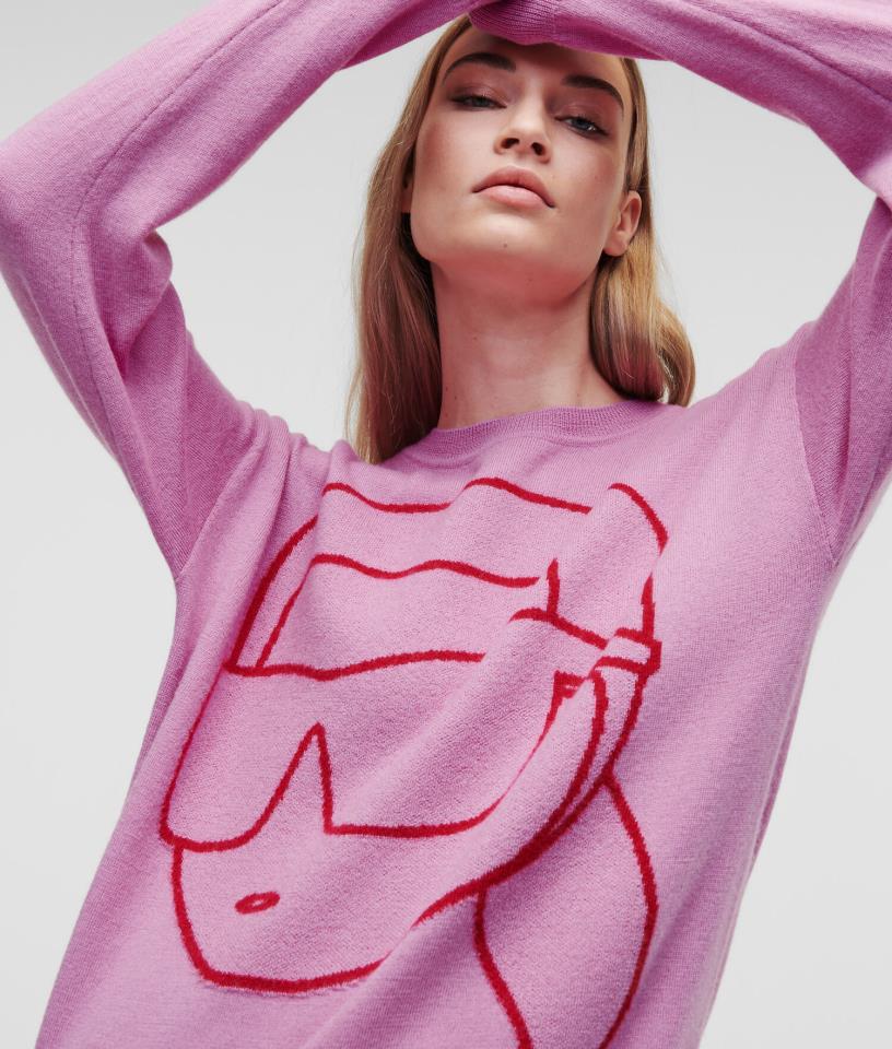 KARL LAGERFELD IKONIK 2.0 CREW NECK SWEATER PINK