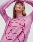 KARL LAGERFELD IKONIK 2.0 CREW NECK SWEATER PINK