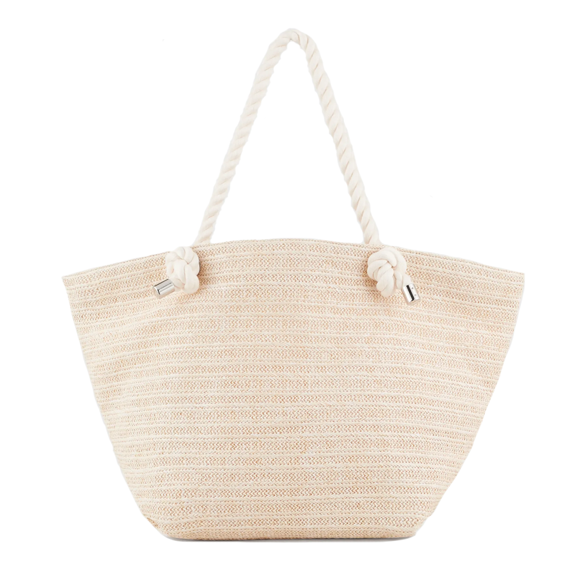 EMPORIO ARMANI UNISEX RAFFIA SHOPPING BAG ECRU