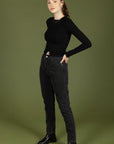 24 COLOURS SLIM MOM JEANS NEGRO LAVADO