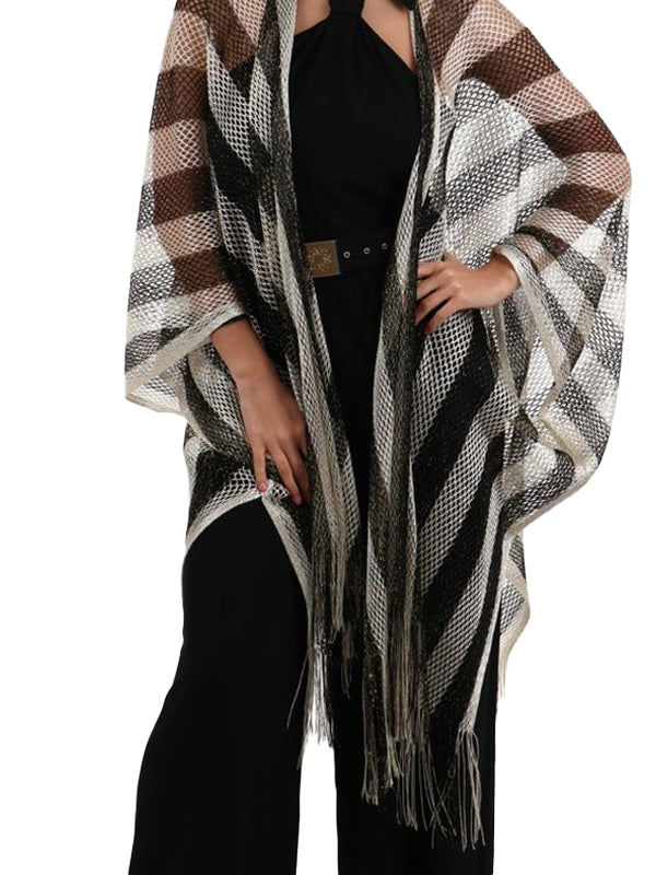 LIU JO PONCHO RETE RIGHE BIANCO NERO
