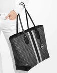 MICHAEL KORS LG TOTE EVA BLACK/SILVER