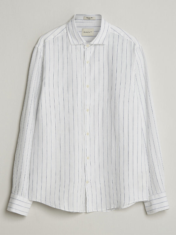 GANT REG LINEN STRIPE SHIRT WHITE