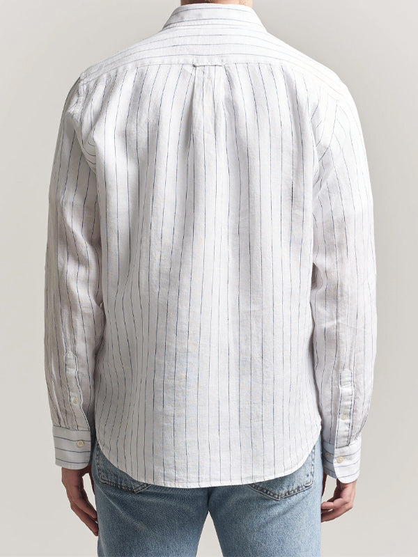 GANT REG LINEN STRIPE SHIRT WHITE