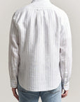 GANT REG LINEN STRIPE SHIRT WHITE