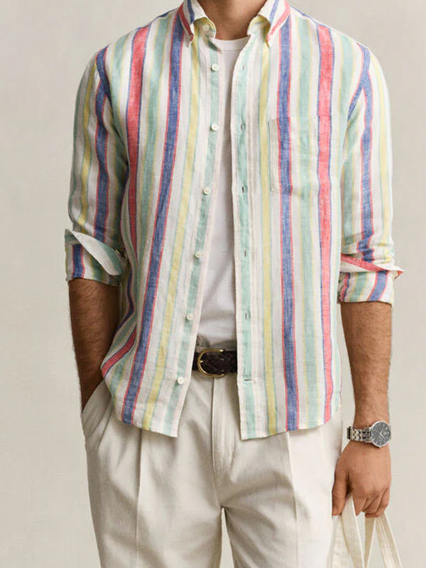 GANT REG MULTISTRIPE LINEN SHIRT MULTICOLOR
