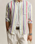 GANT REG MULTISTRIPE LINEN SHIRT MULTICOLOR