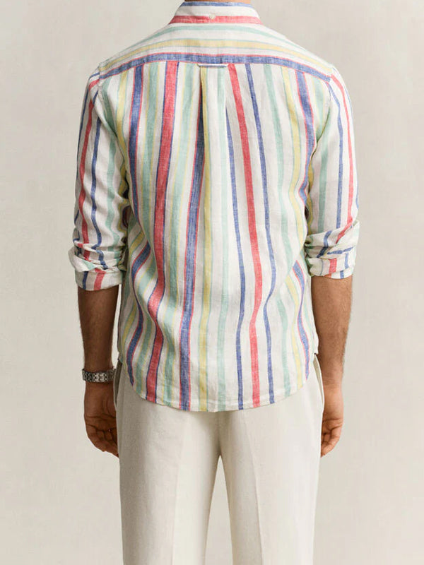 GANT REG MULTISTRIPE LINEN SHIRT MULTICOLOR