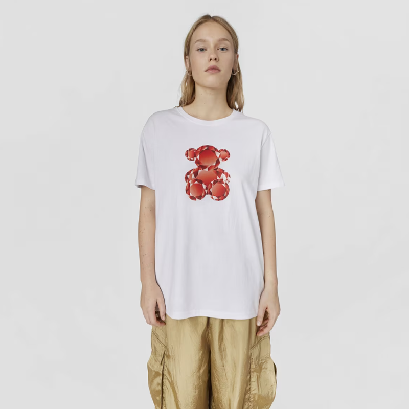 TOUS CAMISETA BEAR GEMSTONES BLANCO-ROJO