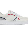 LACOSTE L001 LEATHER SNEAKERS WHITE/NAVY/RED