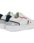 LACOSTE L001 LEATHER SNEAKERS WHITE/NAVY/RED