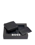 BOSS SET DE PIEL CARTERA Y TARJETERO NEGRO