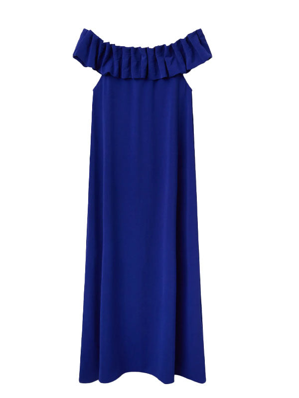 COMPAÑIA FANTASTICA VESTIDO LARGO ESCOTE BARCO AZL