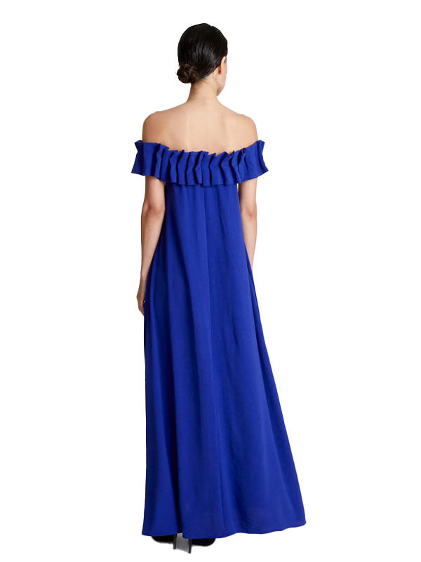 COMPAÑIA FANTASTICA VESTIDO LARGO ESCOTE BARCO AZL