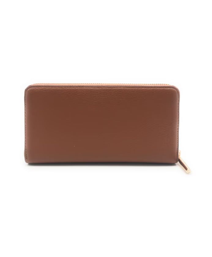 LIU JO WALLET WITH ZIP IN FAUX LEATHER MARRON