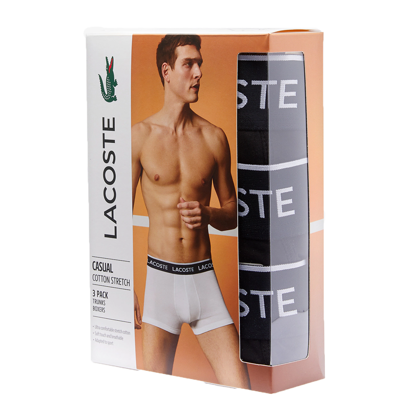 LACOSTE 3PACK BOXER COURTS NOIR