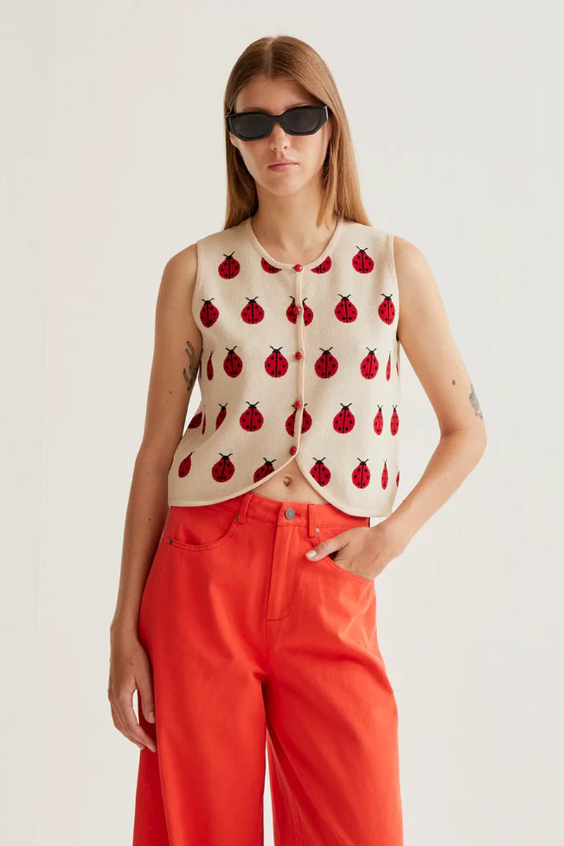 COMPANIA FANTASTICA TOP DE PUNTO CON ESTAMPADO RED COCCINELLA