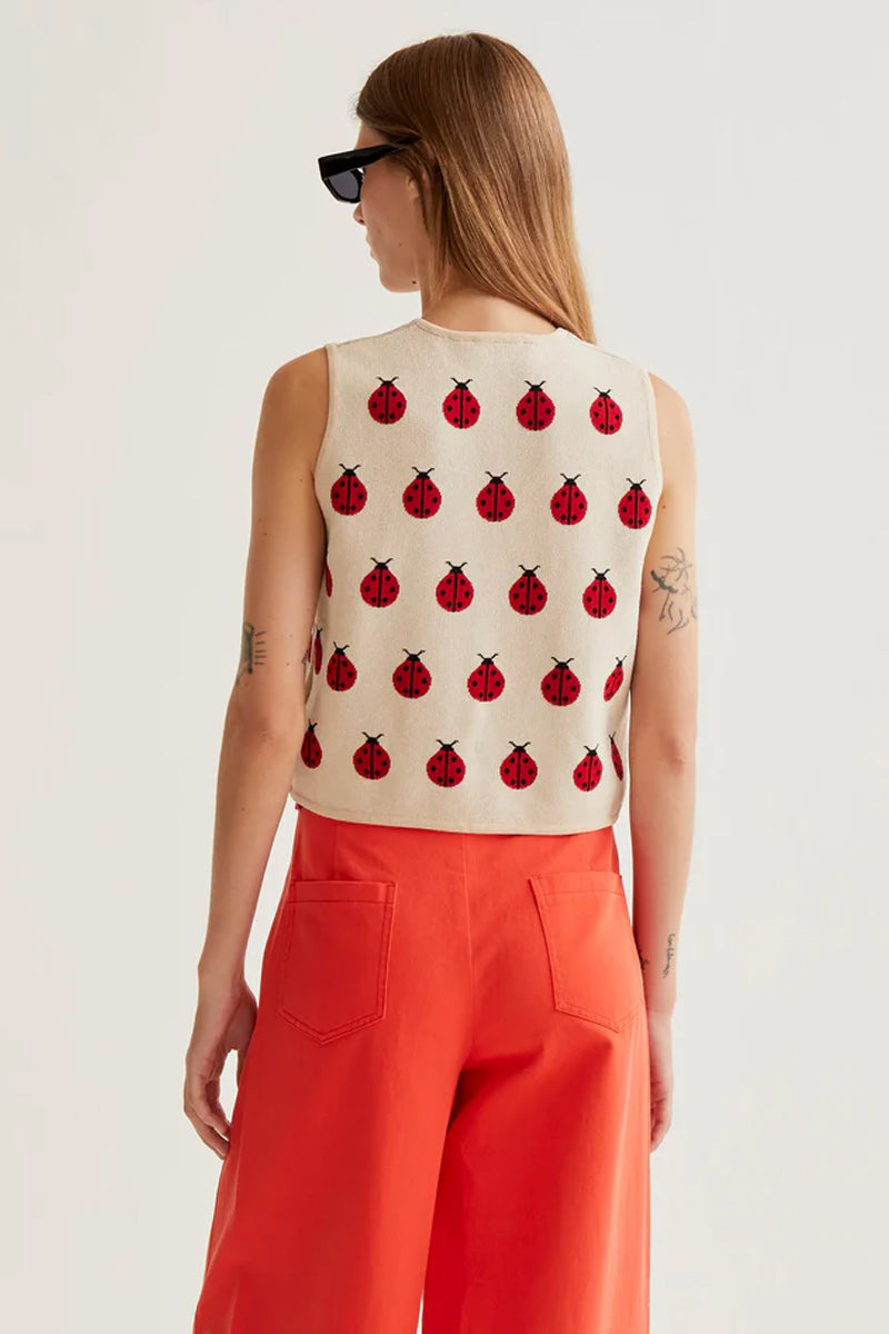 COMPANIA FANTASTICA TOP DE PUNTO CON ESTAMPADO RED COCCINELLA