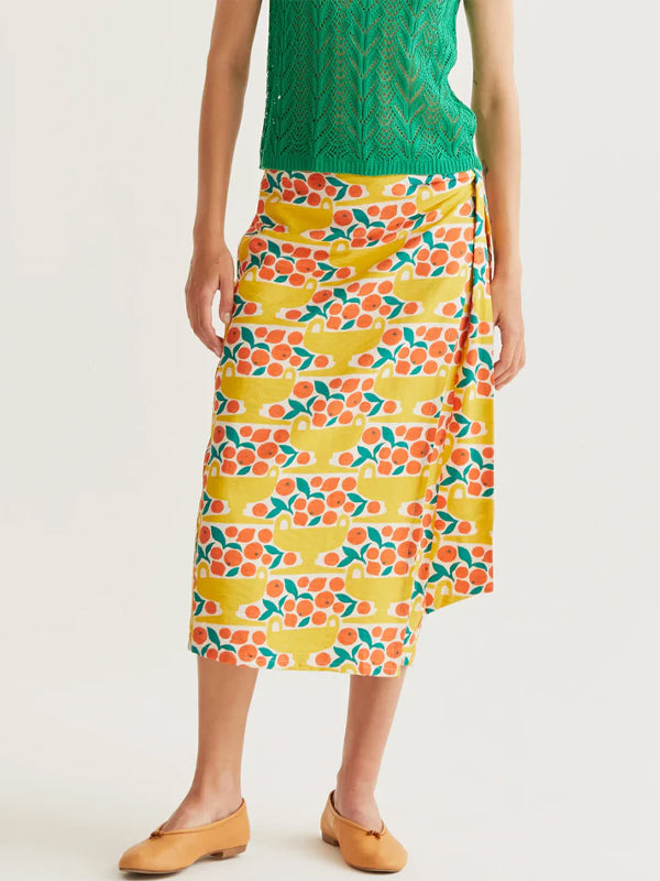 COMPANIA FANTASTICA FALDA MIDI CON ESTAMPADO CITRU