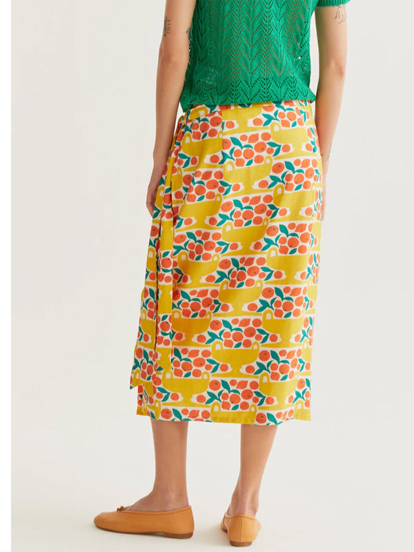 COMPANIA FANTASTICA FALDA MIDI CON ESTAMPADO CITRU