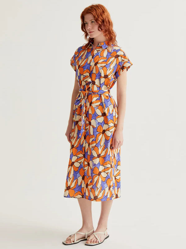 COMPANIA FANTASTICA VESTIDO MIDI CON ESTAMPADO MAR