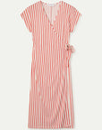 COMPANIA FANTASTICA VESTIDO MIDI CON RAYAS ROJAS