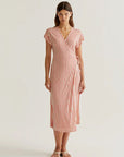 COMPANIA FANTASTICA VESTIDO MIDI CON RAYAS ROJAS