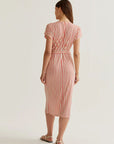 COMPANIA FANTASTICA VESTIDO MIDI CON RAYAS ROJAS