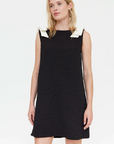 COMPANIA FANTASTICA VESTIDO CORTO NEGRO CON TEXTURA FLORAL