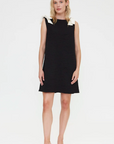 COMPANIA FANTASTICA VESTIDO CORTO NEGRO CON TEXTURA FLORAL