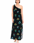 COMPANIA FANTASTICA VESTIDO LARGO ASIMETRICO CON ESTAMPADO MULTICOLOR GARDENER