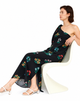 COMPANIA FANTASTICA VESTIDO LARGO ASIMETRICO CON ESTAMPADO MULTICOLOR GARDENER