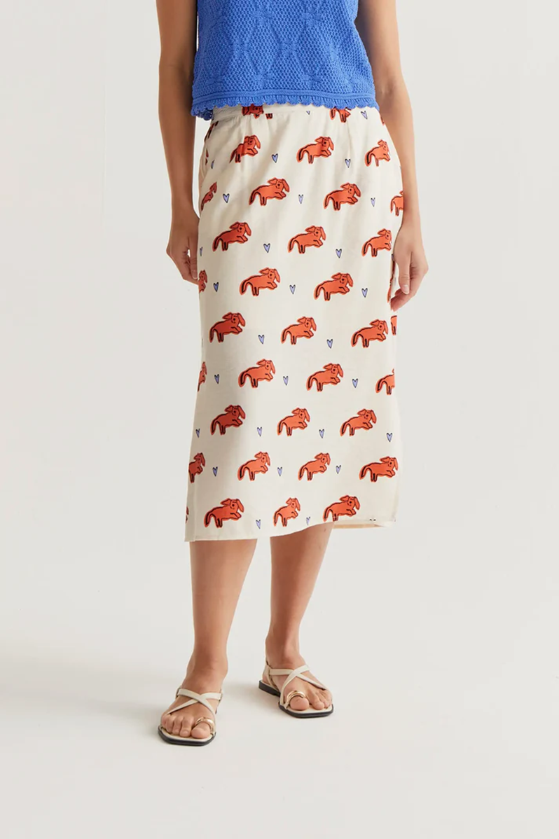COMPAÑIA FANTASTICA FALDA MIDI CON ESTAMPADO TOCHI